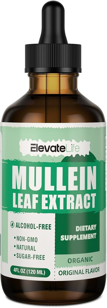Mullein Tropfen für Lunge - Lung Cleanse & Detox - Vegan Mullein Blatt Extrakt Flüssige Tinktur, Unterstützung für Respirator, Immune, Verdauungssystem, natürliche Kräuterergänzung, Non-GMO,4 FL OZ