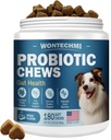 Probiotika für Hunde, verbessern Sie juckende Haut juckende Ohren, Gutgesundheit, Hefe Balance, Allergien, Immunität, Hundeprobiotika und Verdauungsenzyme mit Präbiotika, reduzieren Durchfall (180 Chews, Steak)