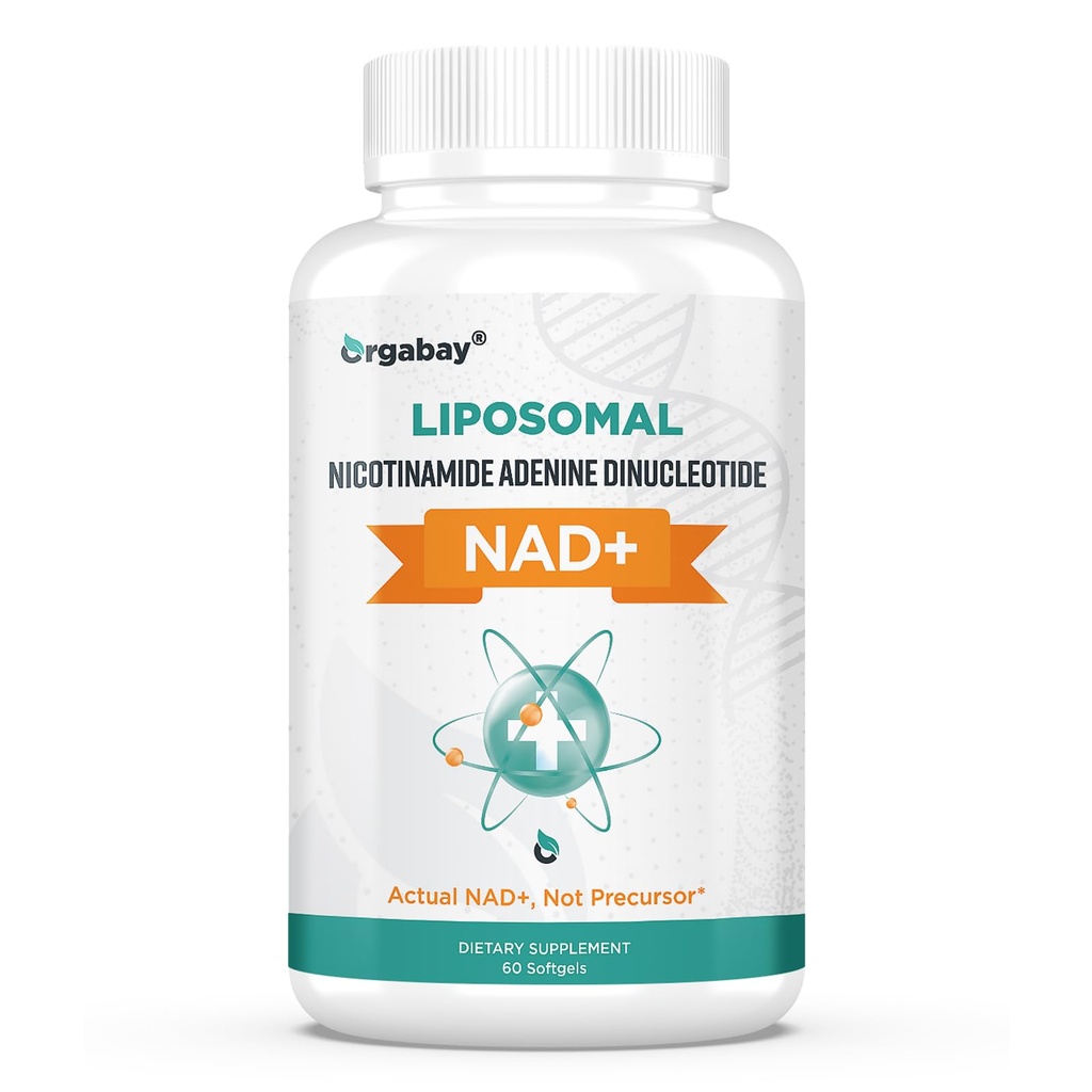Orgabay Liposomal NAD+ Ergänzung 500 mg, hohe Absorption, Boost NAD+ mit TMG 250 mg, Actual NAD Plus Mehr Efficient Than Nicotinamid Riboside, Unterstützung Cellular Energy, Healthy Aging | 60 Softgels