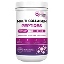 NATURE TARGET Multi Collagen Peptides Powder - Typ I, II, III, V, X - Hydrolysierte Collagen Peptide mit Vitamin C Hyaluronsäure, unterstützt Hauthaar Nagel & Gelenk, Grass-Fed, Non-GMO, 50 Servierungen