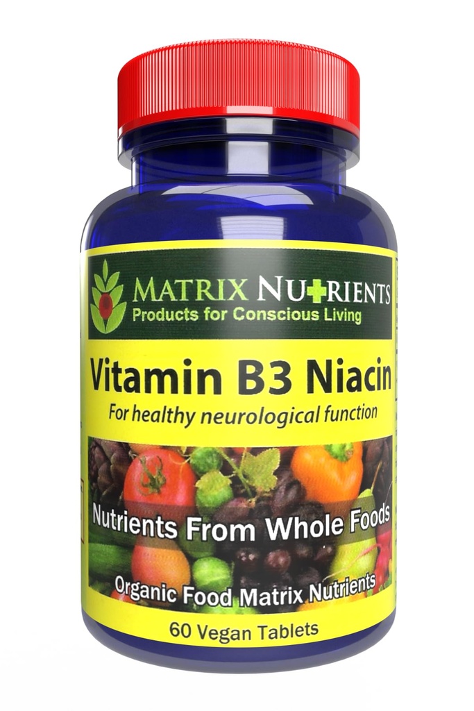 Vitamin B3 NIACIN - Verdauungs-, Herz- und Immununterstützung! - 100% Organisch - Verbessern Sie auch Gehirnfunktion, Energie und reduzieren Stress - Vegan Tabletten (60ct)