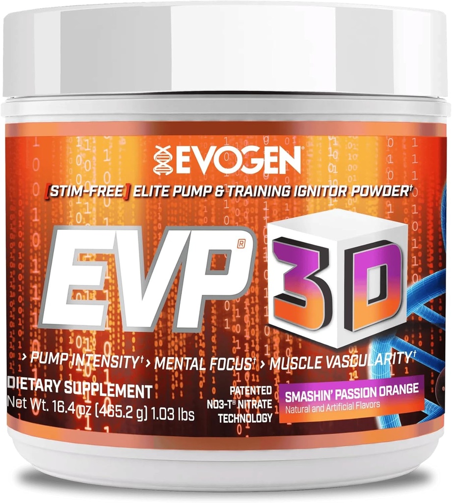 Evogen EVP 3D - Stim Free Pre Workout Pulver für Männer & Frauen | Sugar Free Non Stim Preworkout mit Beta Alanine und Kreatin für Energie & Pumpe | Orange | 40 Servierungen