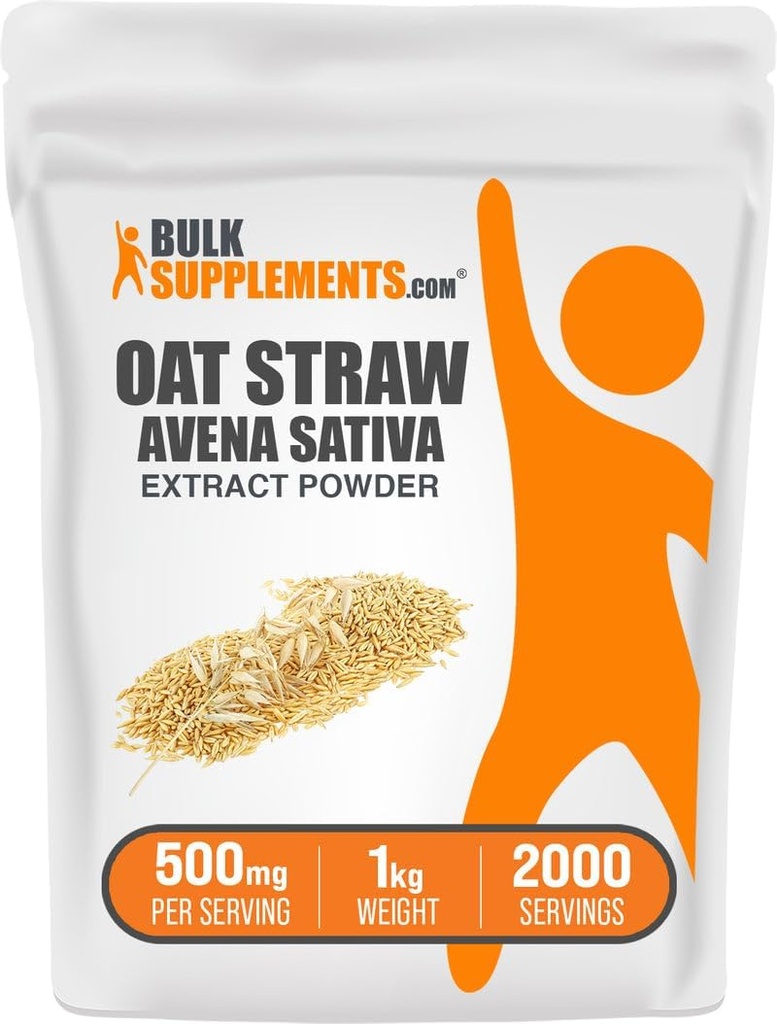 BulkSupplements.com Oat Straw Extract Powder - Avena Sativa, Oat Straw Supplements - Kräuterergänzung, Glutenfrei, 500mg pro Servierung, 1kg (2.2 lbs) (Pack von 1)
