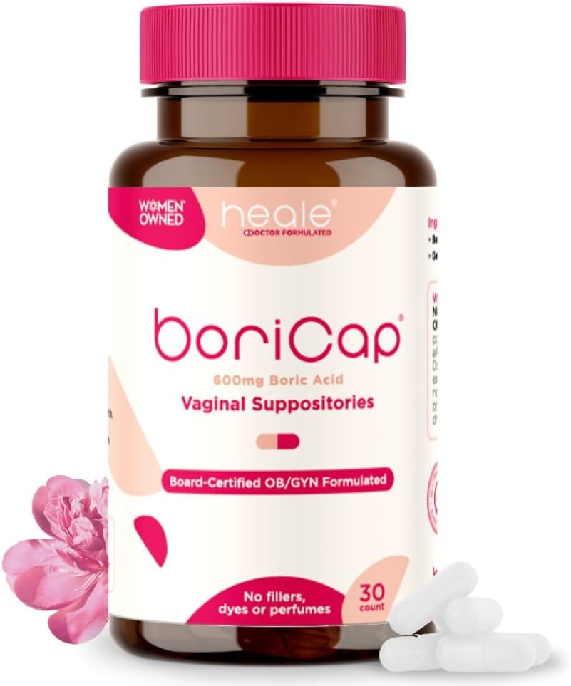 BoriCap - Boric Acid Suppositories für Damen - 600 mg - Vaginal Health & Balance, Itch & Odor - Natural Relief - Feminine Care - Feminine Hygiene Produkte - Made in USA von Heale - 30 Kapseln