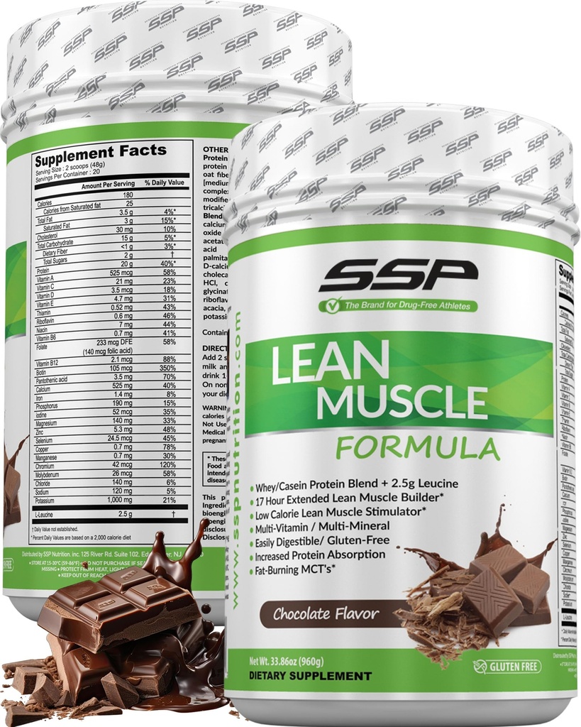 SSP Protein - Whey Isolate & Casein mit Leucine & MCT - Low-Calorie Chocolate Meal Ersatz für Lean Muscle Nutrition
