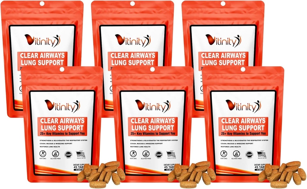 VITINITY Lung Cleanse Respiratory Immun Support Supplement,25+Key Ingredient Lung Health Detox für Atmung, Asthma, Saisonal Allergy Tablet(90 Tag)