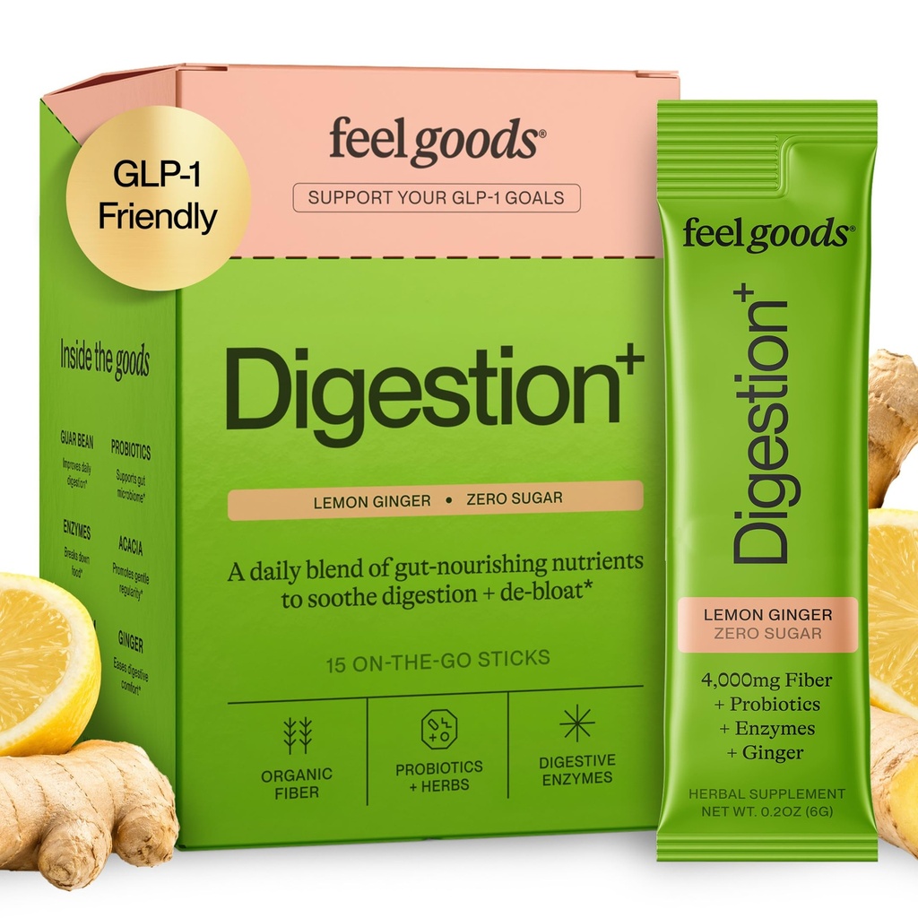 Feel Goods Digestion+ Gut Health Organic Fiber & Probiotic Powder Drink Mix