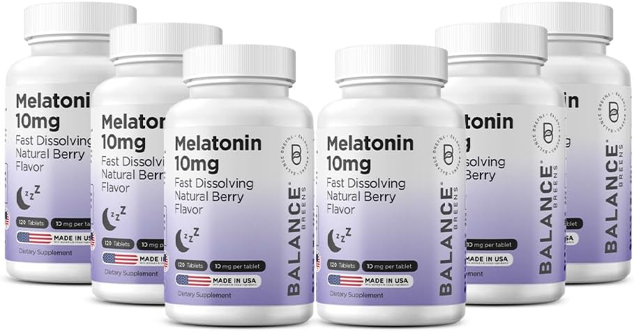 Balancebreens Melatonin 10mg Fast-Dissolve, 120 Tabletten – Natürliche Schlafhilfe für restliche Nächte, Drug-Free Unterstützung für Entspannung und Stille