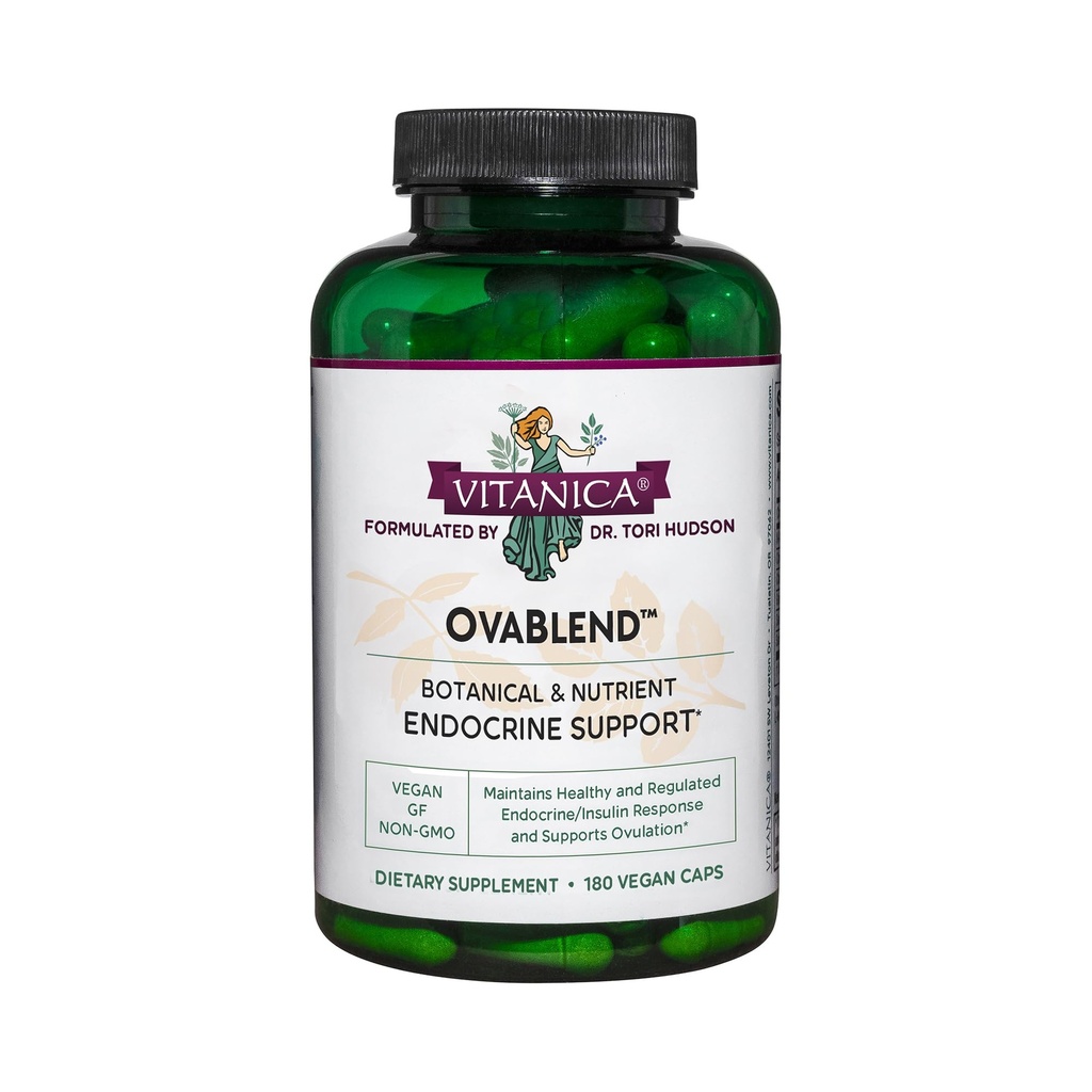 Vitanica OvaBlend - Ovarian Health & Hormon Balance für Frauen - Endokrine Support Supplement mit Sarsaparilla Root & NAC - Kräuter Nahrungsergänzung für Damen - Lady - 180 Vegan Caps