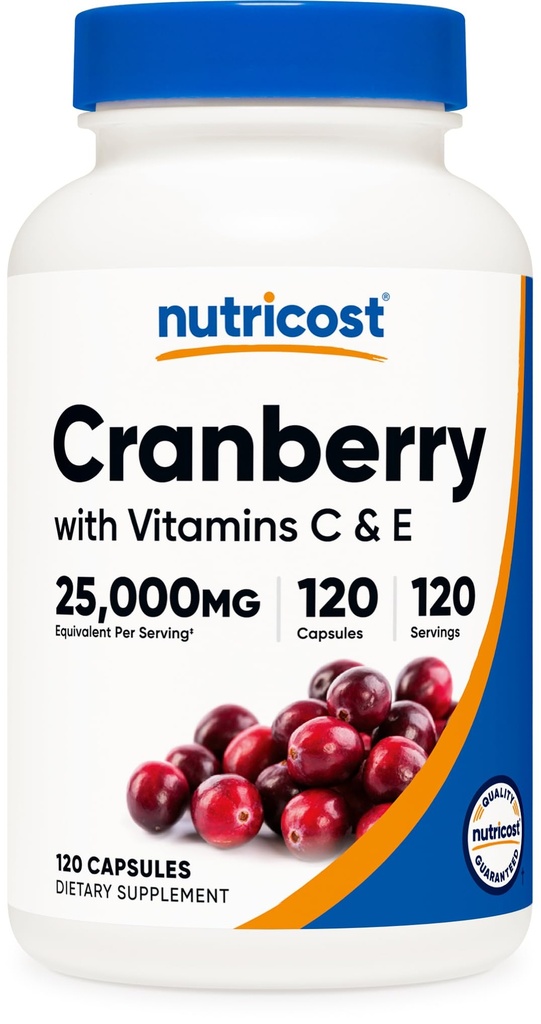 Nutricost Cranberry Extract (25.000mg) (120 Kapseln) mit Vitamin C & Vitamin E