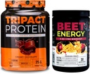 Nutrology Beet Natural O2, Pre Workout Powder, Passion Fruit Flavor (30 Servierungen) TRIPACT Protein Powder, 7-in-1 Meal Ersatz Shake, Creamy Chocolate Flavor (20 Servierungen)