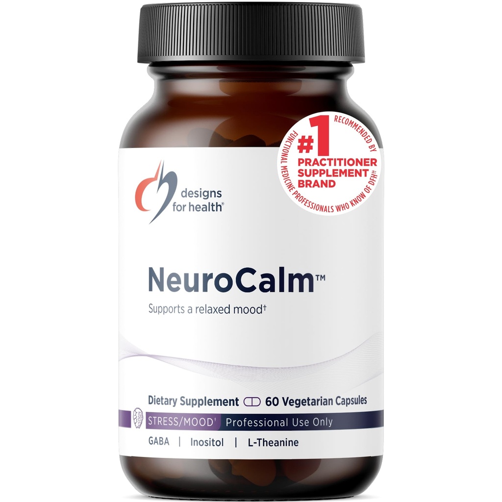 Designs für die Gesundheit NeuroCalm - unterstützt Stimmung und Stressabbau mit GABA, Inositol, L-Theanin, 5HTP, Vitamin B12 und B6, Taurin, Kamille, Magnesium und PharmaGABA - glutenfrei, vegan (60 Kapseln)