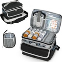 Medizinische Aufbewahrungstasche, Pill Bottle Organizer mit Schultergurt, Reisemedizin Organizer Box, Erste Hilfe Kit mit tragbarer kleiner Tasche, Medication Bottle Organizer Leere Schwarz