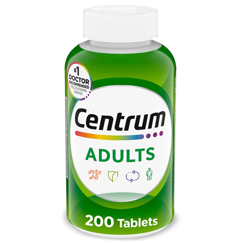 Centrum Adult Multivitamin/Multimineral Supplement mit Antioxidantien, Zink, Vitamin D3 und B Vitamine, Glutenfrei, Non-GMO Zutaten - 200 Zähler