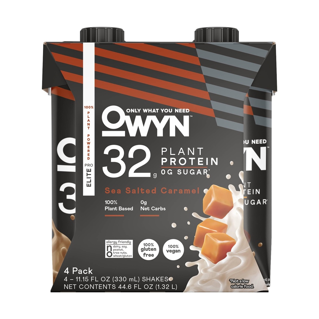 OWYN Sea Salt Caramel Elite Pflanzenprotein Shake 4pk, 11.15 FZ