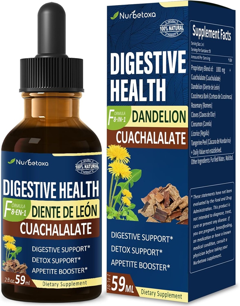 Verdauungstropfen, Cuachalalate Verdauungsergänzung für Gut Detox Cleanse Support und Stomach Ulcer, Corteza de Cocolmeca para Despertar digivo y Limpiar Estomago. 2 Unzen