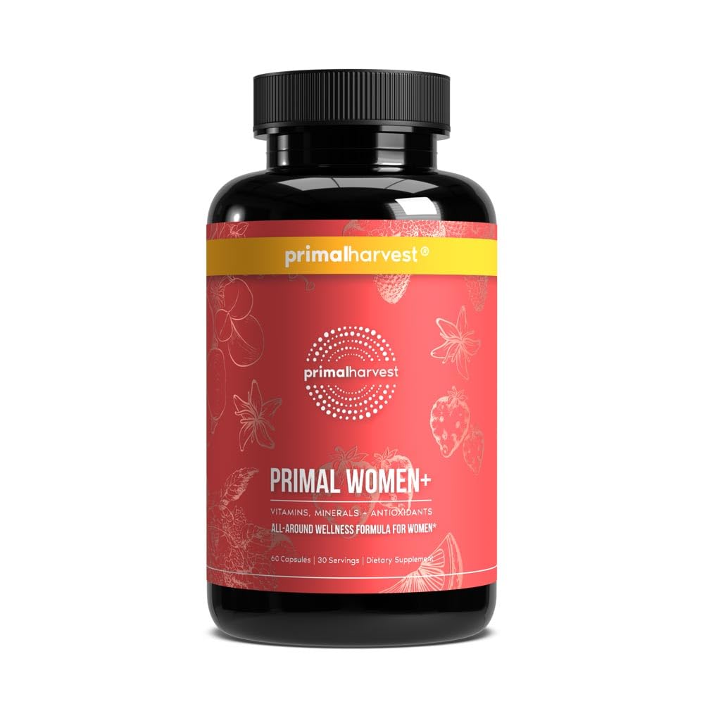 Primal Harvest Women+, Frau Multivitamin Vitamin A, Vitamin C, Vitamin D und E, Vitamin B12, B6, Biotin, Zink-Ergänzungen,1 Packung 60 Kapseln