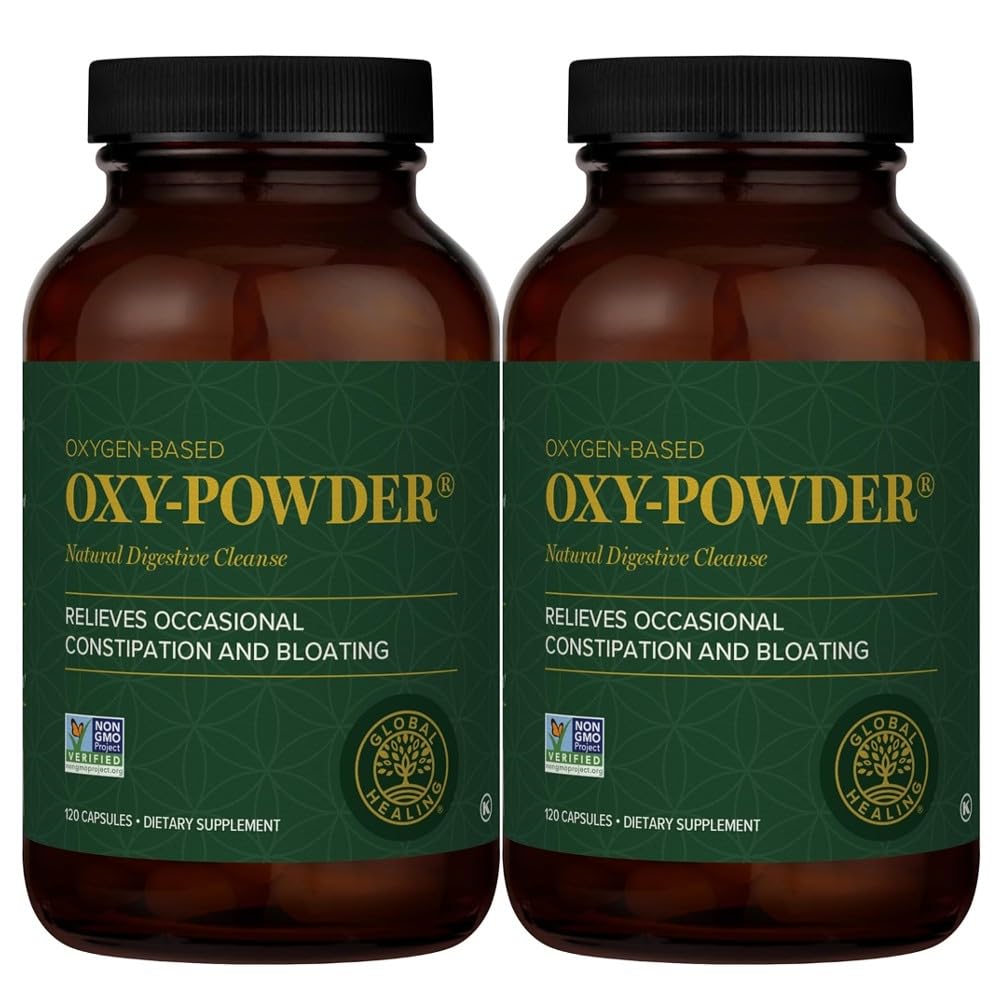 Global Healing Center Oxy-Powder Colon Cleanse Detox - Oxygen Based Safe and Natural Intestinal Cleanser, 120 Count (Pack von 2)
