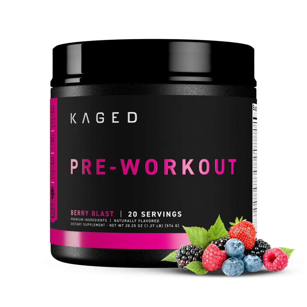 Kaged Original Pre Workout Powder | Berry Blast | Pre-Workout mit Kreatin, Beta Alanine, L-Citrulline, BCAAs | 274 mg Bio Koffein | Pre Supplements für Männer & Frauen | 20 Servierungen