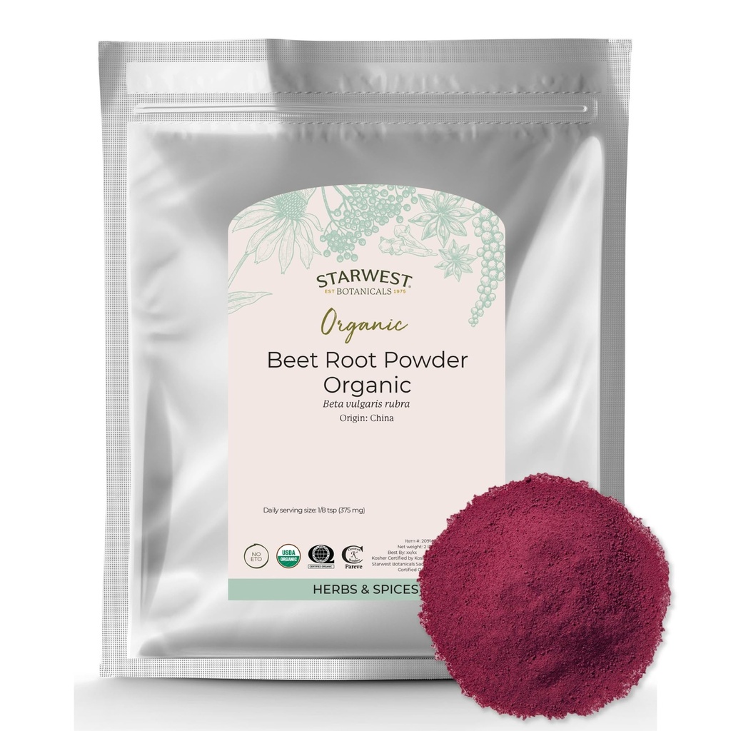 Starwest Botanicals Organic Beet Root Powder for Men & Women - Verwendung für Saft, Smoothies, & Tea, Natural Energy Support, Erdbeet Root, Certified Kosher, Non-GMO - Bulk 2 lb Bag