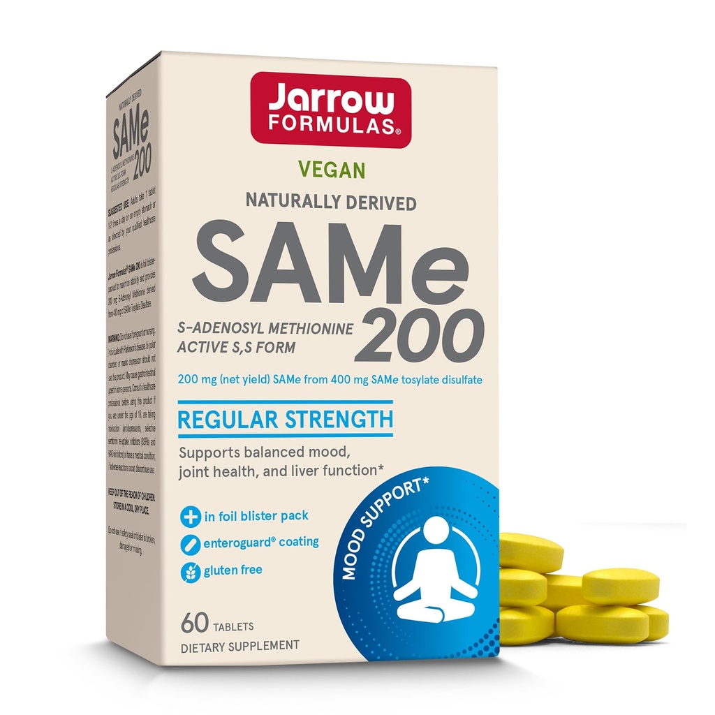 Jarrow Formulas® Same 200 mg, unterstützt Gelenkgesundheit, Leberfunktion, Hirnmetabolismus, 60 Tabletten, bis zu 60 Tage Versorgung
