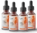 LUV-Gesundheit Flow Drops® – Energie-Ergänzung für Fokus, Mental Clarity & Immune Support - Adaptogene Pilze mit Lion’s Mane, Cordyceps, Reishi, Chaga & Turkey Tail – Vegan, Made in USA 4-Pack