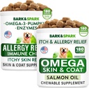 Allergy Relief + Omega 3 für Hunde Bundle - Anti-Itch Skin & Coat + Skin Allergy - Omega 3 Fish Oil + EPA & DHA Fettsäure - Juckreiz & Paw Licking + Gelenkgesundheit - 360 Chews - Made in USA