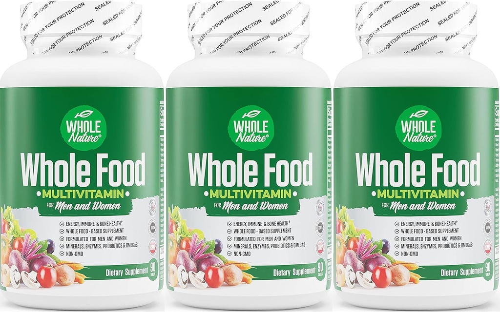 Vollständige Lebensmittel Multivitamin für Männer und Frauen Tägliche Superfood Vitamine Plus Mineralstoffe Verdauungsenzyme, Probiotika und Omegas. Pflanzenbasiertes Multi Vitamin, Non GMO (3)