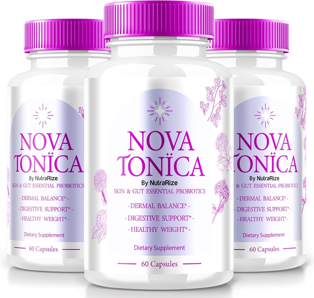 (3 Pack) NovaTonica Kapseln, Nova Tonica zur Unterstützung natürlich gesünder und glänzender Haut, Extra starke Ergänzung zur Unterstützung der Hydration, hautsteigernde Vitamin Pillen, Nova Tonic Bewertungen (180 Kapseln)