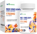 Roter Wein Blatt Extrakt 1700mg & Pferde-Kastanienextrakt Ergänzungen, unterstützt Erzgang, Hautgesundheit, Zirkulation für Beine(1Pack)