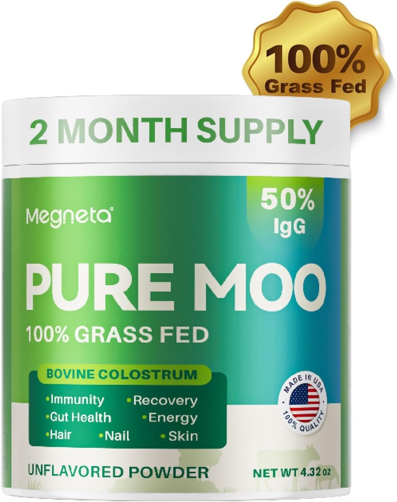 Bovine Colostrum Supplement für Menschen - 50% IgG 100% Gras Fed, Kolostrum Pulver für Gut Gesundheit, Haut & Haar, Schönheit und Immununterstützung Pure Moo Keto, Gluten & Fat Free (Unflavored) V3