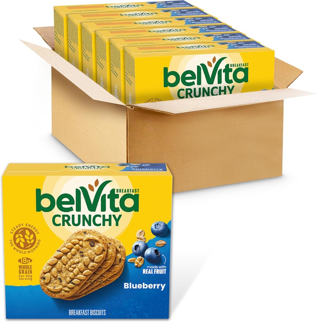 belVita Frühstück Bars Biscuits, Blueberry, 30 Total Packs, 6 Boxen (4 Biscuits pro Pack)