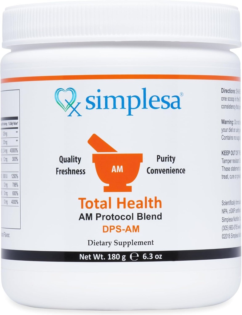 Simplesa Total Health AM Nutrition Powder Blend, Vitamin Blend, Nahrungsergänzung für erhöhte Energie, unterstützt Gehirngesundheit, 180g Pulverergänzung