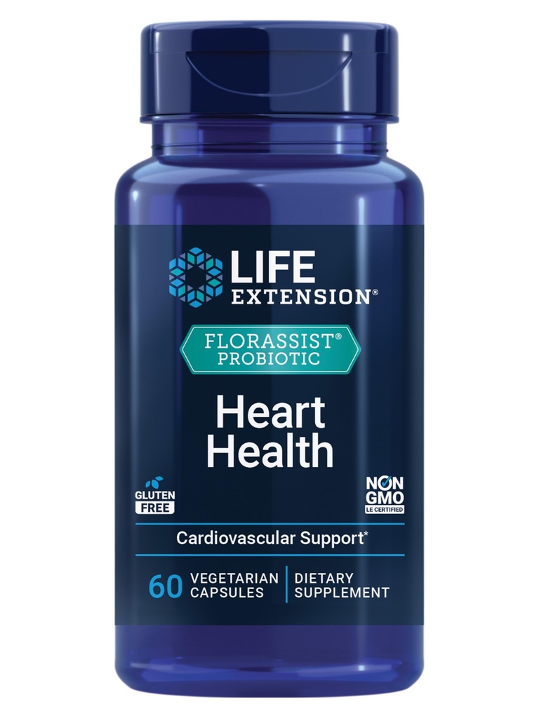 Life Extension FLORASSIST® Probiotic Heart Health, Lactobacillus reuteri 30242, fördert Herzgesundheit und bereits gesunde Cholesterin-Level, Glutenfrei, Non-GMO, Vegetarisch, 60 Kapseln