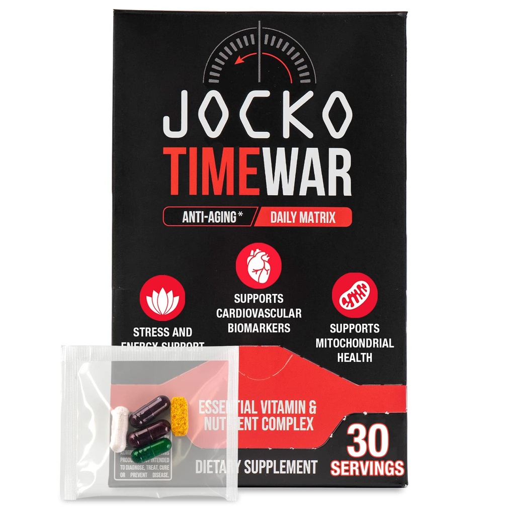 Jocko Fuel TIME WAR - Multivitamin für Männer und Frauen. NAD Ergänzung für gesundes Altern, Herz, Knochen, & Augengesundheit. Wesentliche Vitamine und Mineralstoffe, unterstützt Stress-Relief + Energieniveaus - 30 Tage Versorgung