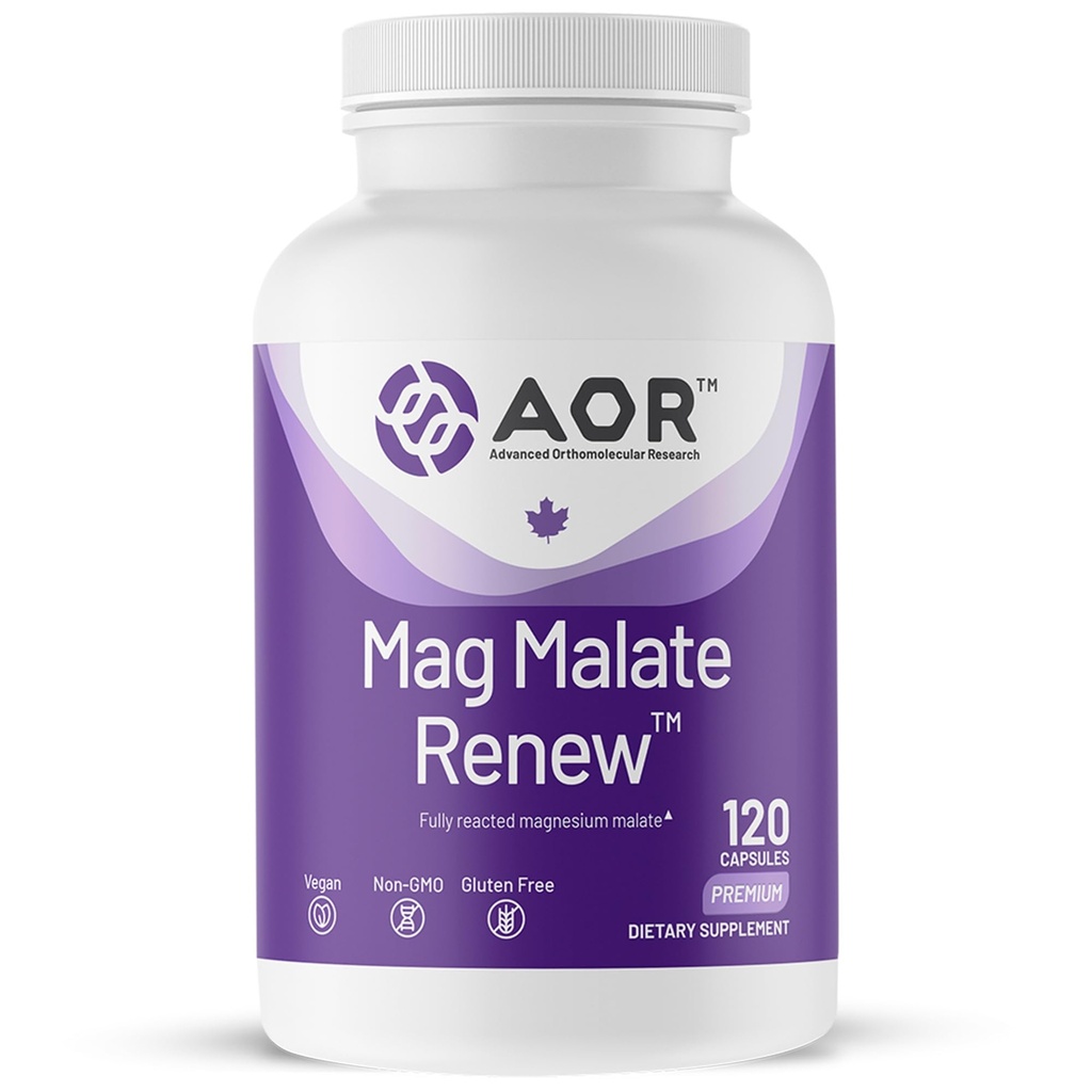 AOR, Mag Malate Renew, unterstützt ein gesundes Herz, Muskelfunktion und Energie, Magnesium Supplement, 120 Portionen (120 Kapseln)