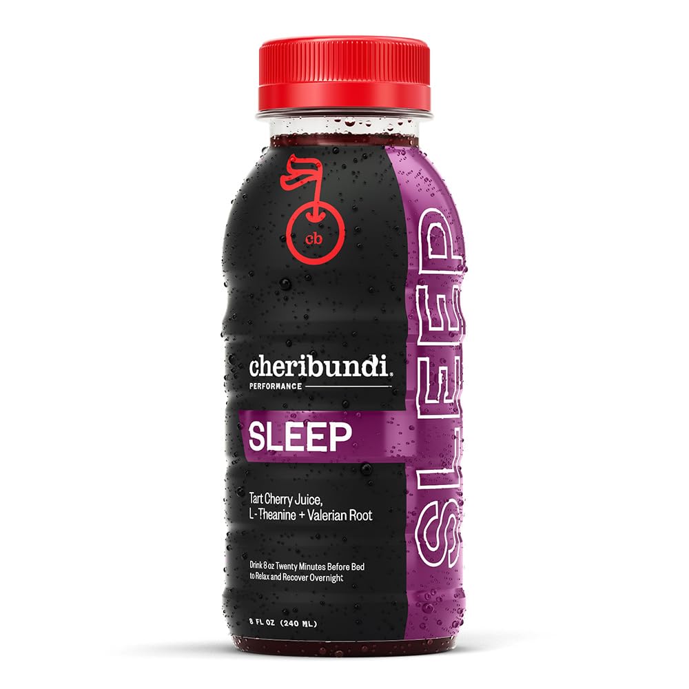 Cheribundi Tart Cherry Juice schlafen | Tart Cherry Juice mit L-Theanine & Valerian Root | Athletes Erholungsgetränk | Promotes Restaurative Schlaf, Muskel Erholung & Boosts Leistung | 8 floz (24 Pack)