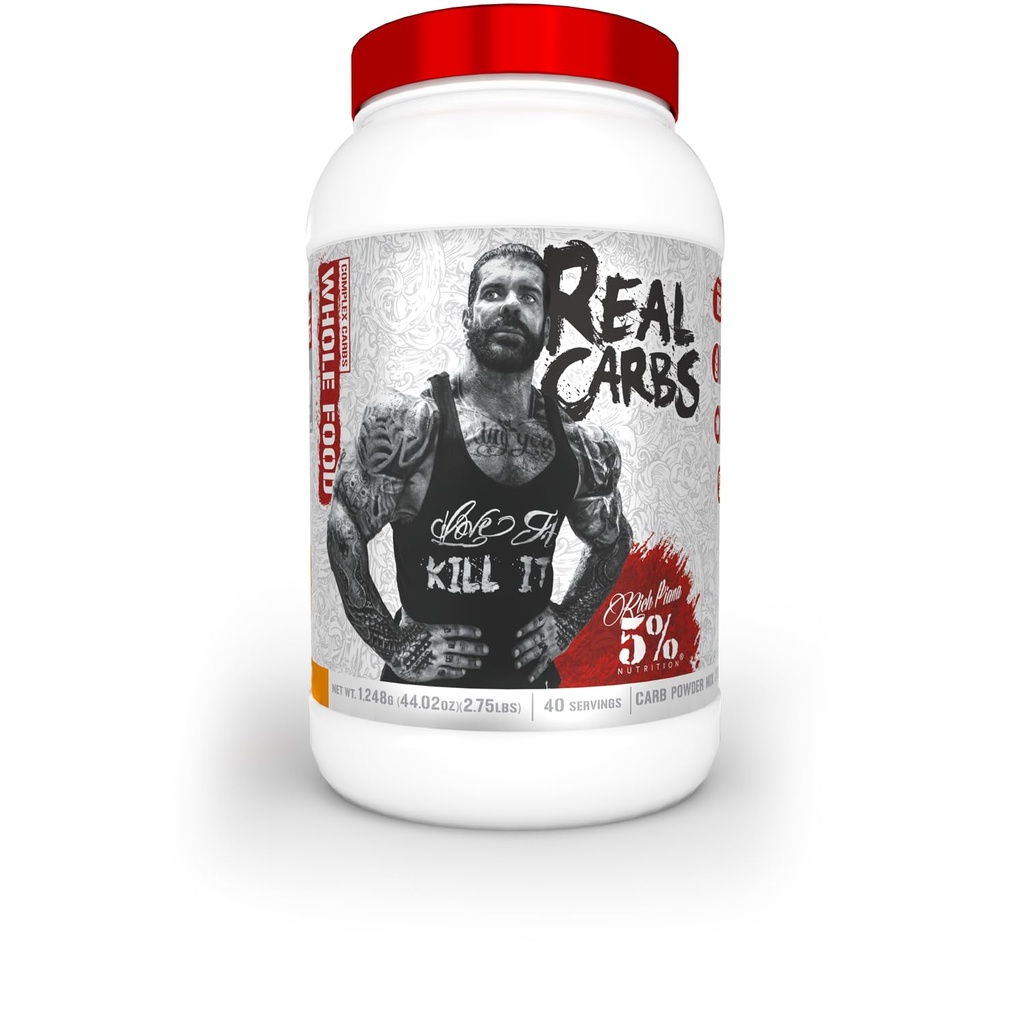 5% Nutrition Rich Piana Real Carbs mit Real Food Complex Carb Powder, Langlebige Low Glycemic Energy für Pre-Workout/Post-Workout Recovery Meal, 2,75 lb, 40 Servierungen (Sweet Potato Pie)