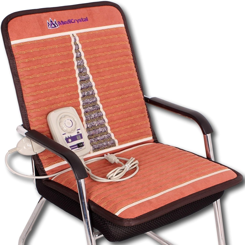 MediCrystal Far Infrared Chair Mat - 40”L x 20”W - Natural Amethyst - FIR Heizung 86-158°F (30-70°C) - Negative Ion - Original Manufacturer- Hot Stone Pad