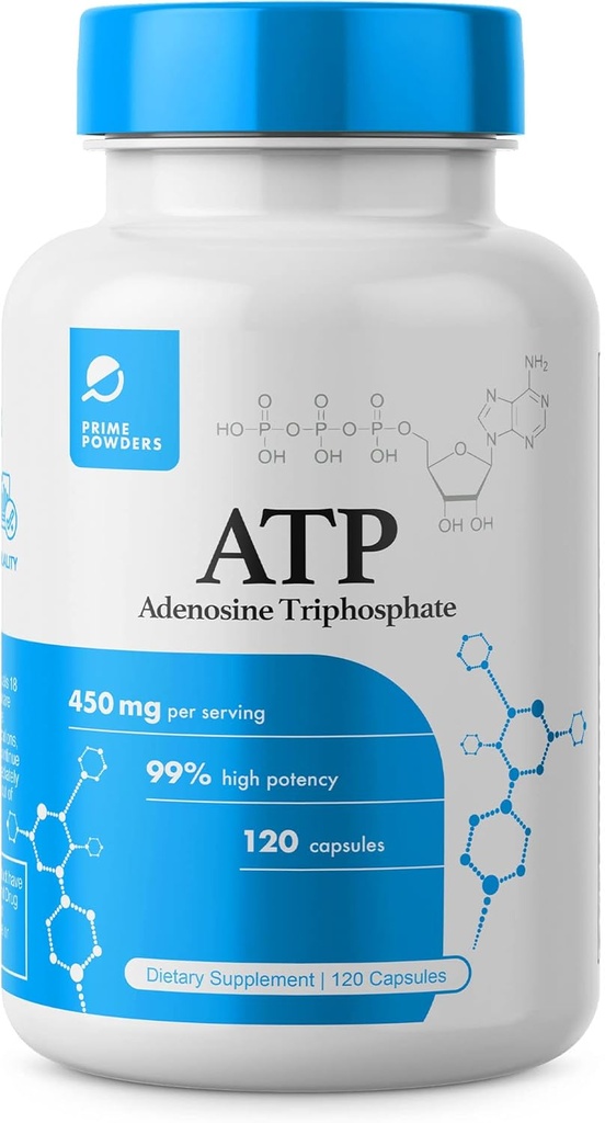ATP Kapseln - 120 Kapseln - Adenosin Triphosphat Dinatrium - 400mg pro Servieren - Boost Energy Endurance Stamina