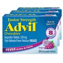 Advil Junior Strength Chewable Ibuprofen Pain Reliever und Fever Reducer, Kinder Ibuprofen für Schmerzlinderung, Trauben - 24 Tabletten (Pack von 3)
