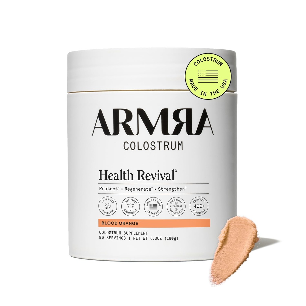 ARMRA ColostrumTM Pulver | Blut Orange | Gut Gesundheit & Bloating | Haut & Haar | Immunität | Keto, Gluten & Fettfrei | 90 Servierungen