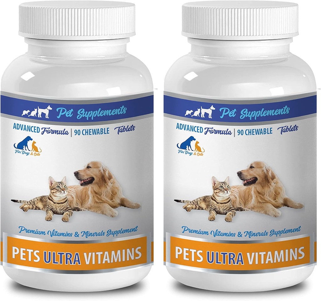Dog Bone Supplement - Haustiere Ultra Vitamine - für Hunde und Katzen - Immungesundheit - Haar- und Mantelvorteile - Vitamin b12 für Hunde - 180 Treats (2 Flaschen)