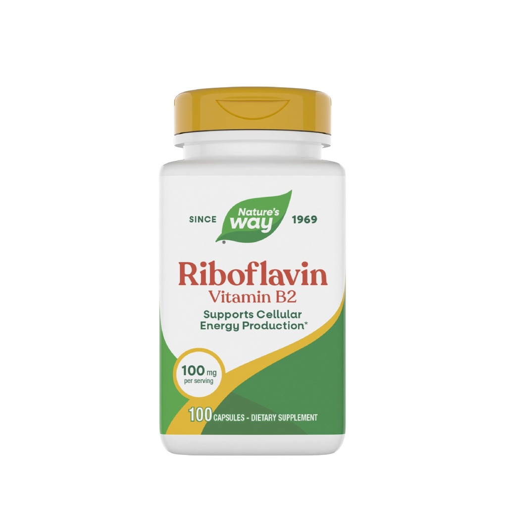 Nature's Way Riboflavin Vitamin B2, unterstützt Cellular Energy Production*, High Potency Riboflavin, 100 mg pro Servierung, 100 Kapseln (Packaging May Vary)