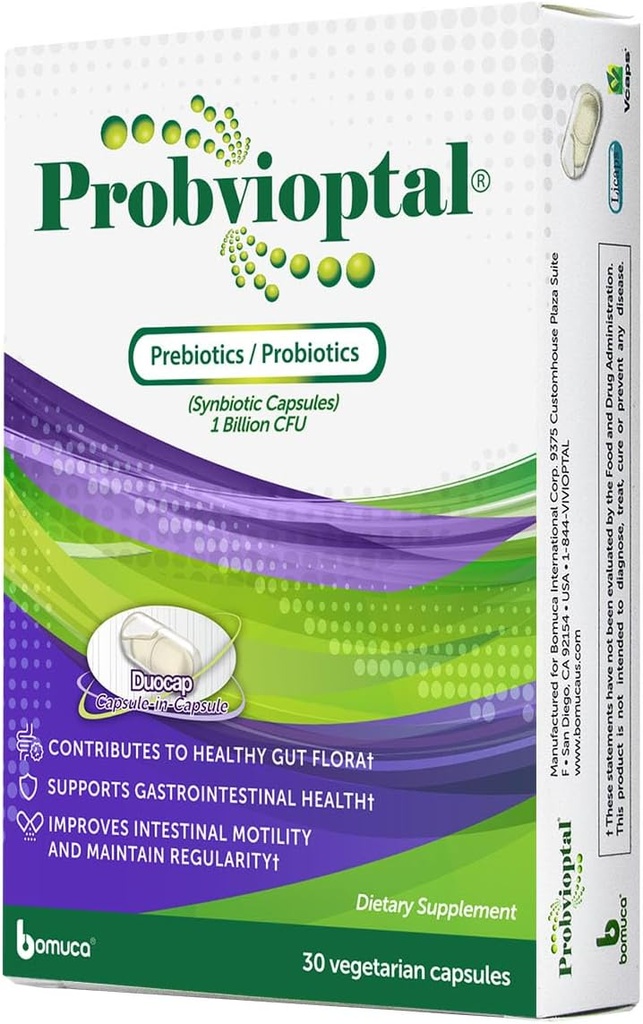 Probvioptal, 30 Kapseln (330 Einheiten), Probiotics & Prebiotics, Duocap, 1 Billion CFU, Glutenfrei