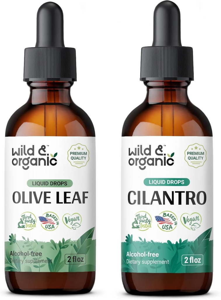 Wild & Bio Olivenblatt Tinktur 2 fl oz & Cilantro Tinktur 2 fl oz