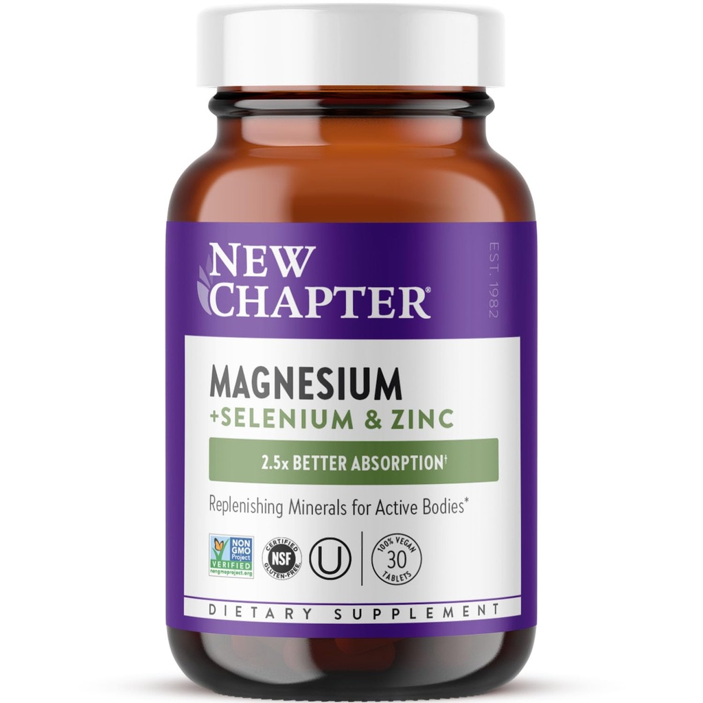 Neues Kapitel Magnesium-Selen-Zink-Ergänzung, 325 mg Magnesium in einer täglichen Tablette für aktive Körper, nach dem Training mit Muskelunterstützungsmineralien + Hydratelektrolyten, 30 Count