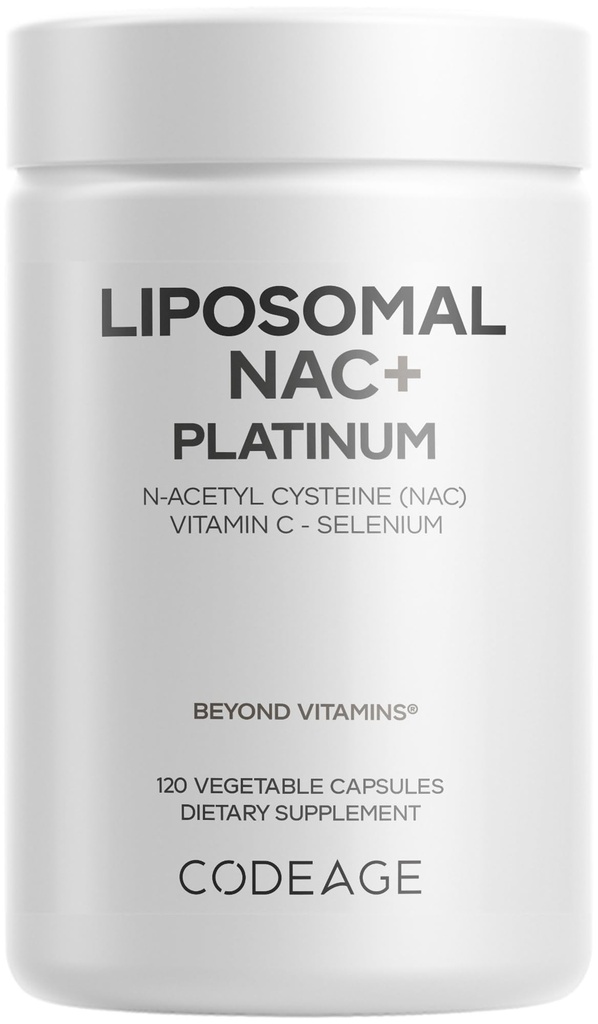 Codeage Liposomal NAC+ Platinum - N-Acetyl L-Cystein, Vitamin C, Alpha Lipoic Acid, Selen - 2-Monats-Versorgung - Helix Liposomale Lieferung - Phospholipid - Non-GMO NAC Nahrungsergänzung - 120 Kapseln