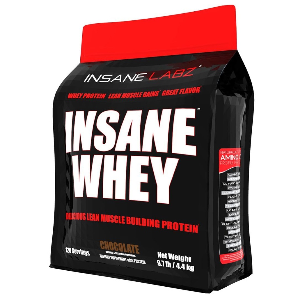Insane Labz Insane Whey,100% Muskelaufbau Whey Protein, BCAA Amino Profil, Masse Gainer, Meal Replacement (Chocolate, 120 Servings)