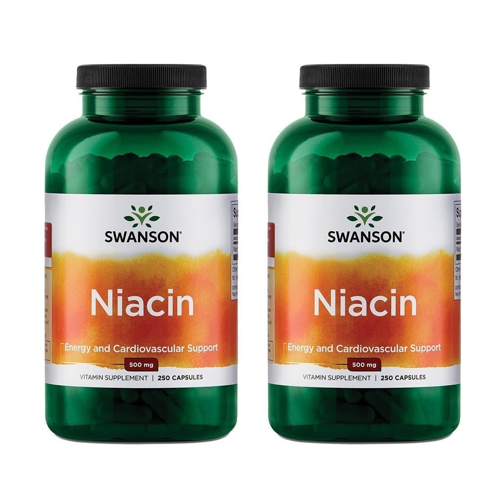 Swanson Niacin (B3) Cardio Health Support Kohlenhydrat Metabolism 500 Milligramme 250 Kapseln (2 Packung)